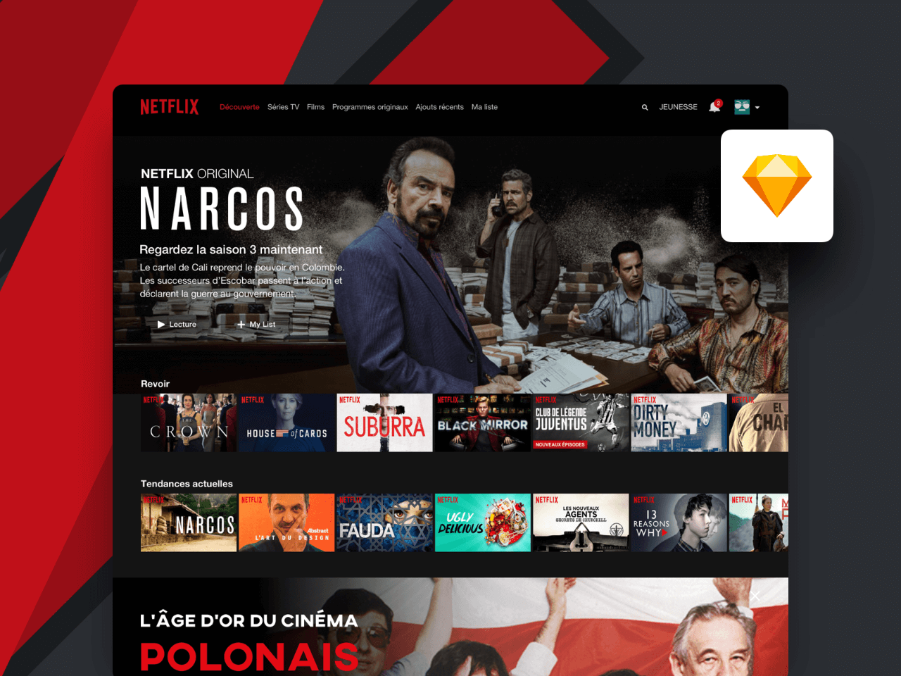 Netflix Desktop UI Concept - Free Sketch Resource | Sketch Elements