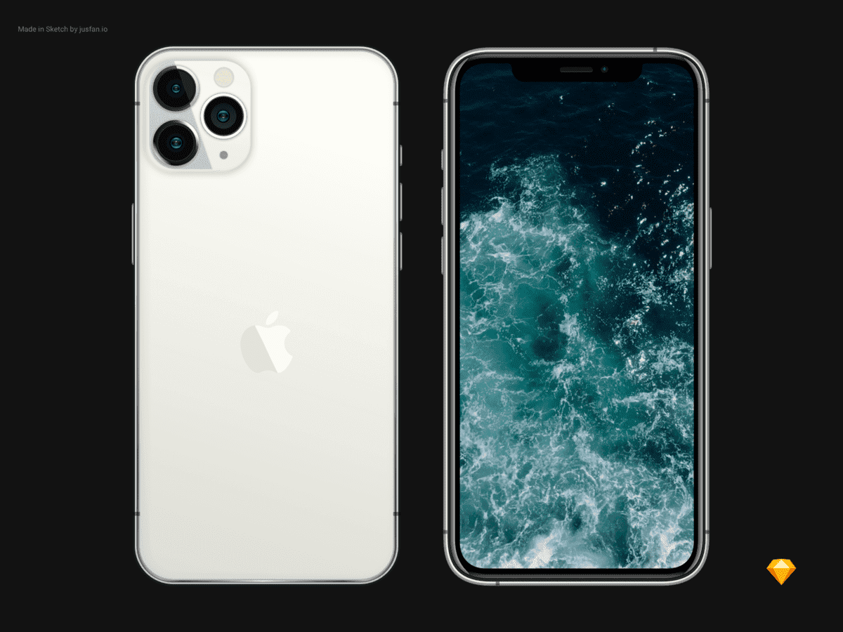 Download Iphone 11 Pro Silver Mockup Free Sketch Resource Sketch Elements