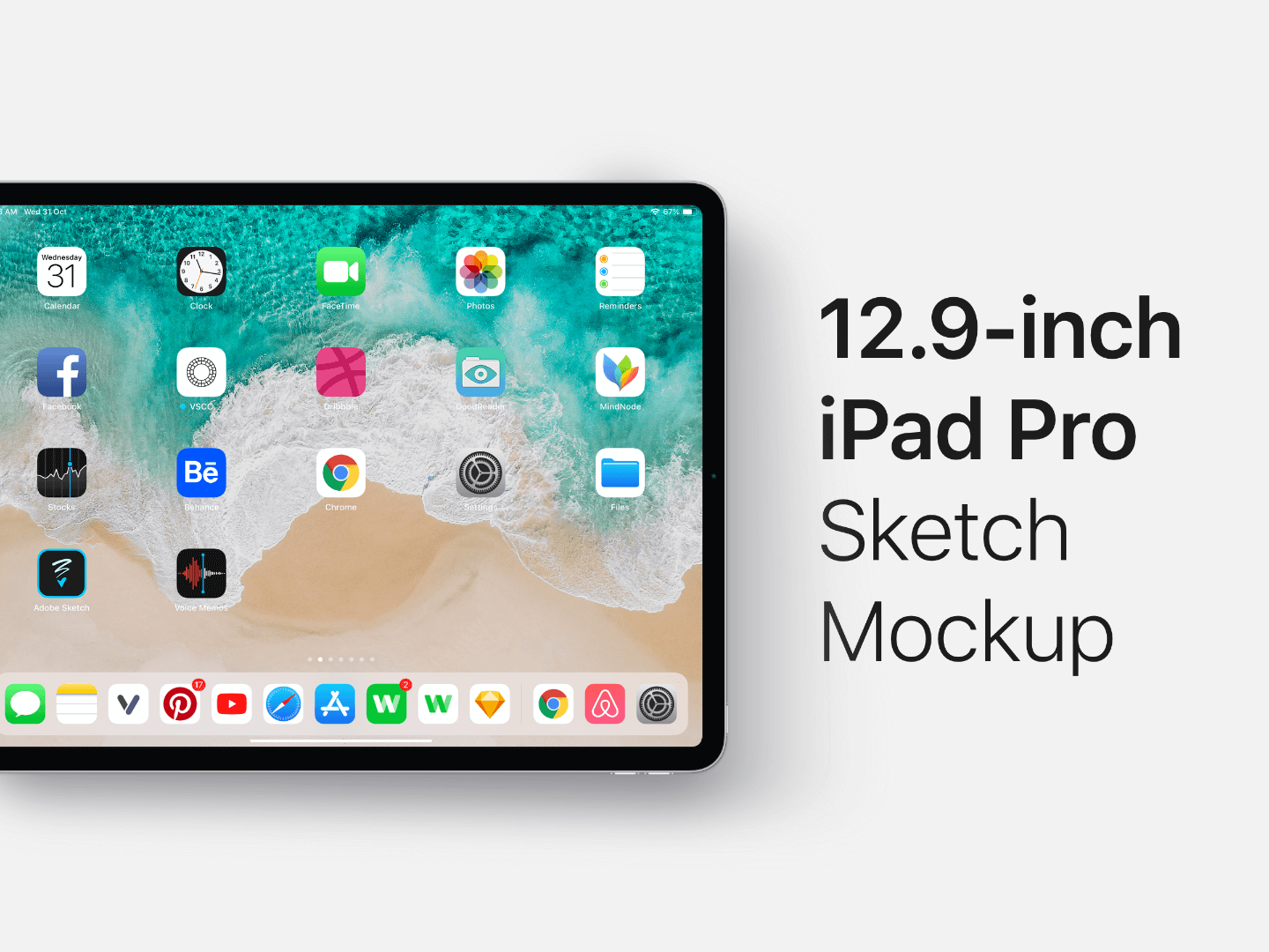 12.9-inch iPad Pro (2018) Mockup - Free Sketch Resource | Sketch Elements