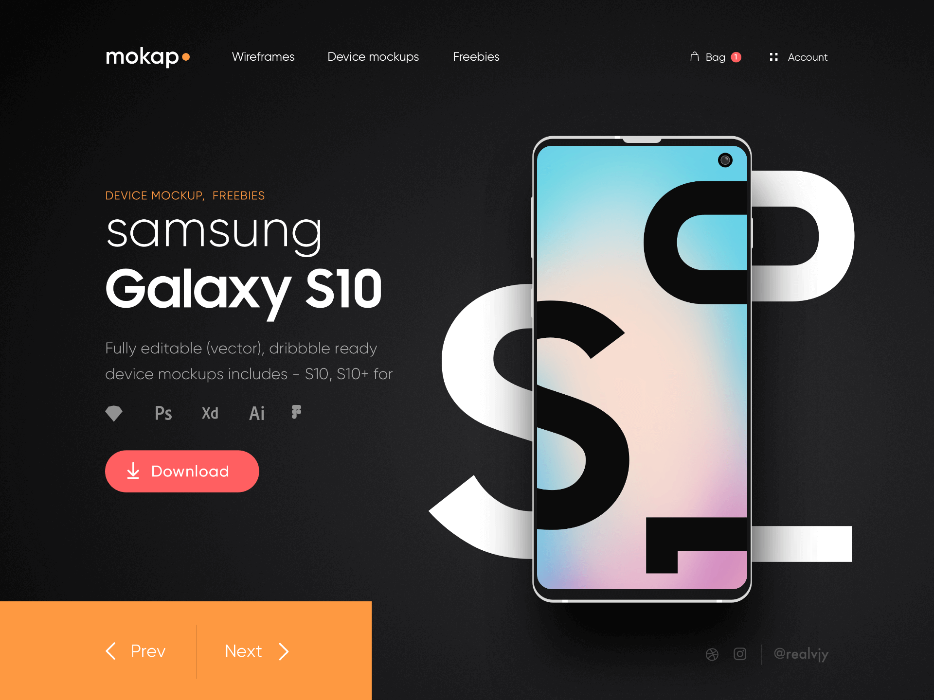 Download Galaxy S10 Editable Mockup Free Sketch Resource Sketch Elements