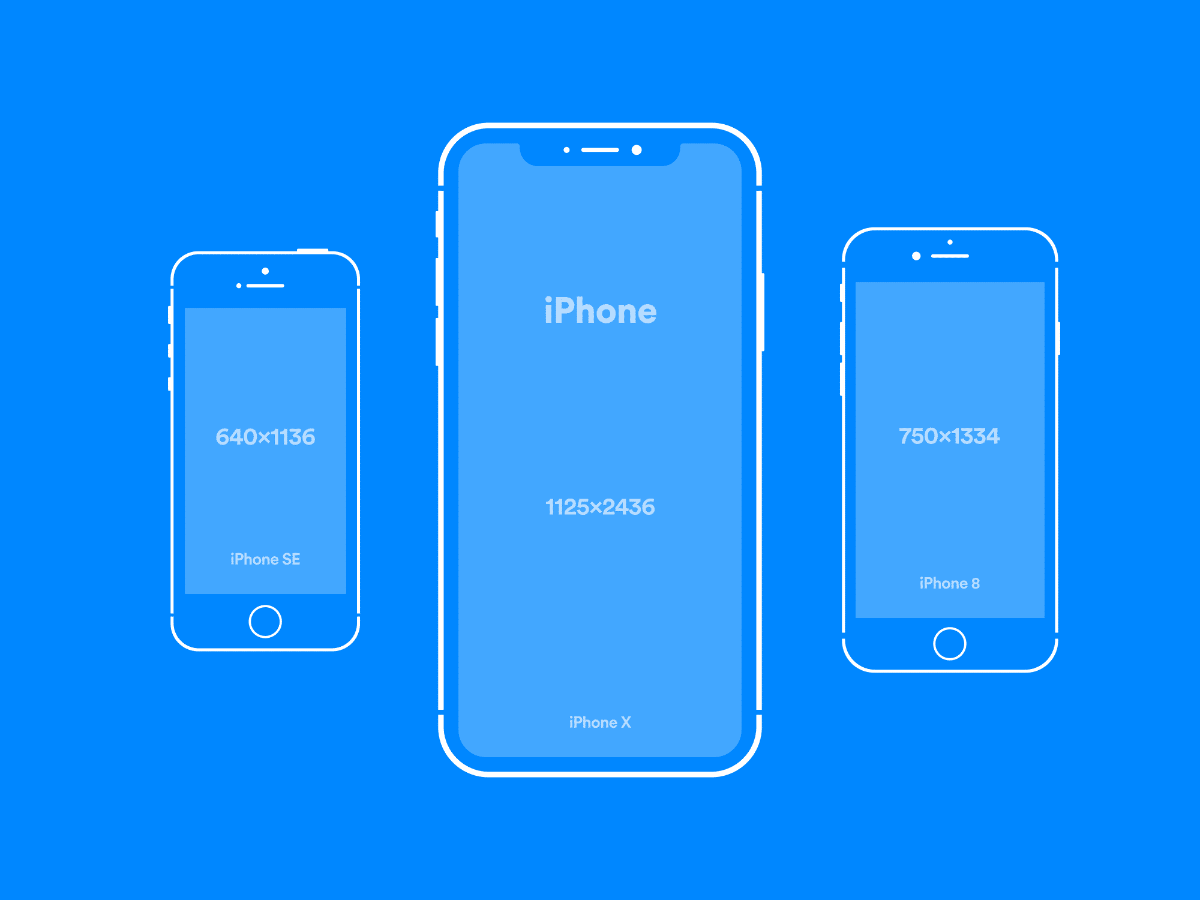 Download iPhone SE, 8 and X Flat Line Mockups - Free Sketch ...