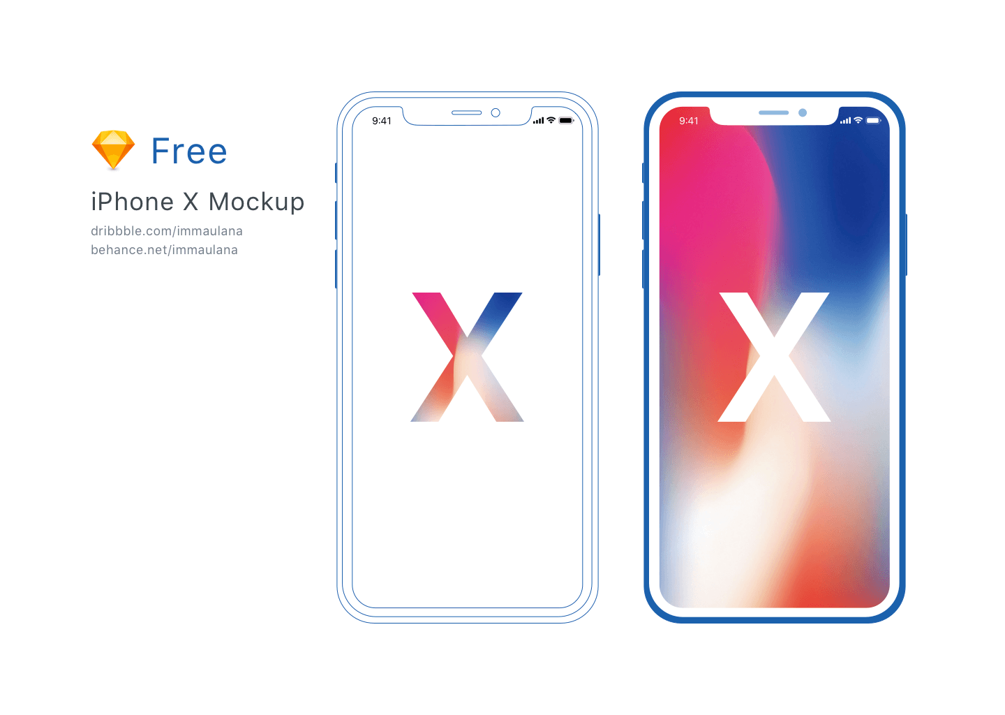 Download iPhone X Blue Line Minimal Mockup - Free Sketch Resource ...