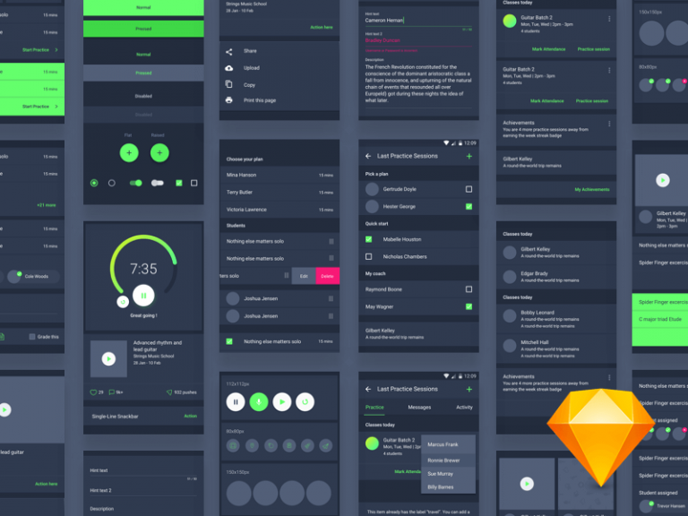 Material Dark UI Kit - Free Sketch Resource | Sketch Elements