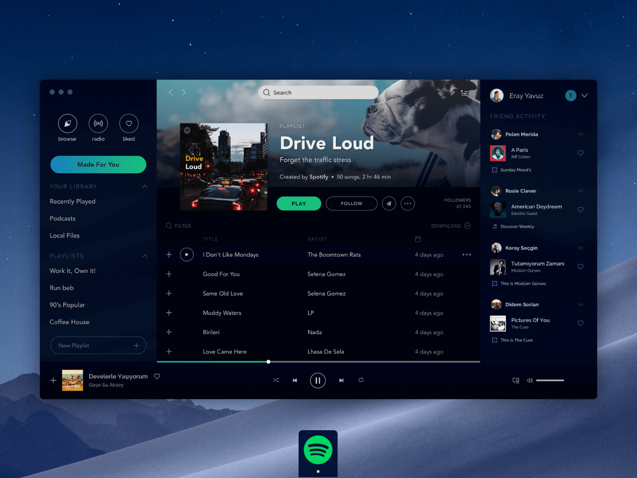 Spotify Concept App - Free Sketch Resource | Sketch Elements