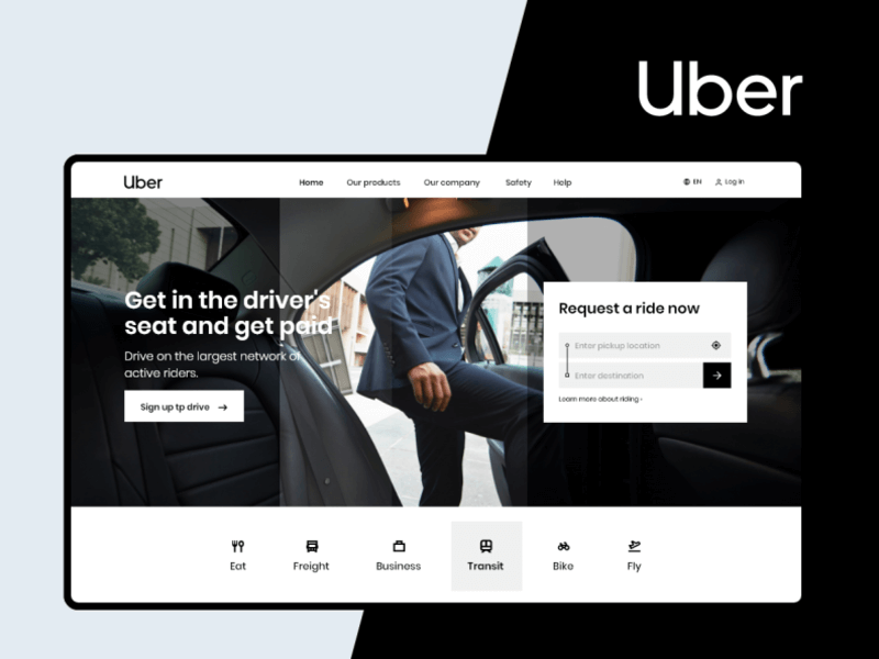 Uber Homepage Redesign - Free Sketch Resource | Sketch Elements