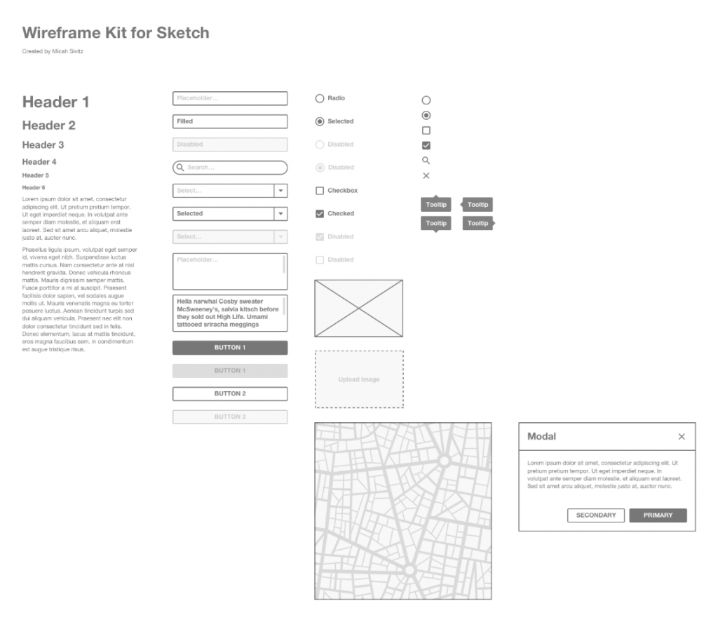 Basic Wireframe - Free Sketch Resource | Sketch Elements