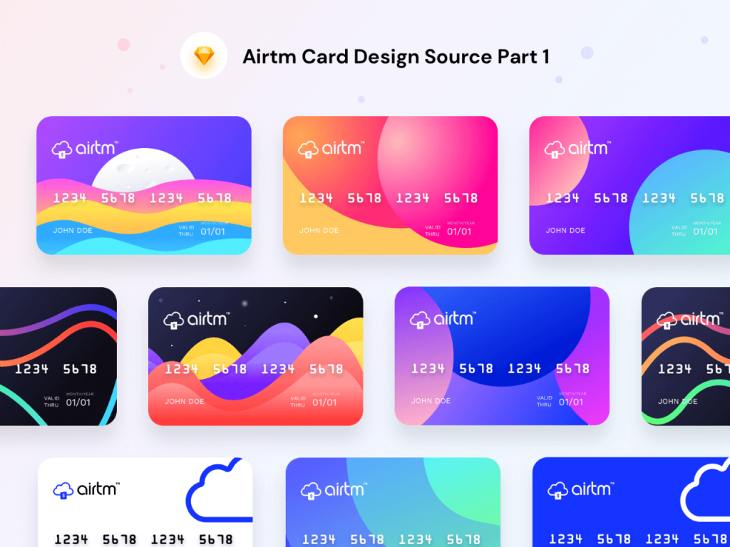 Airtm Virtual Prepaid Card Designs - Free Sketch Resource | Sketch Elements