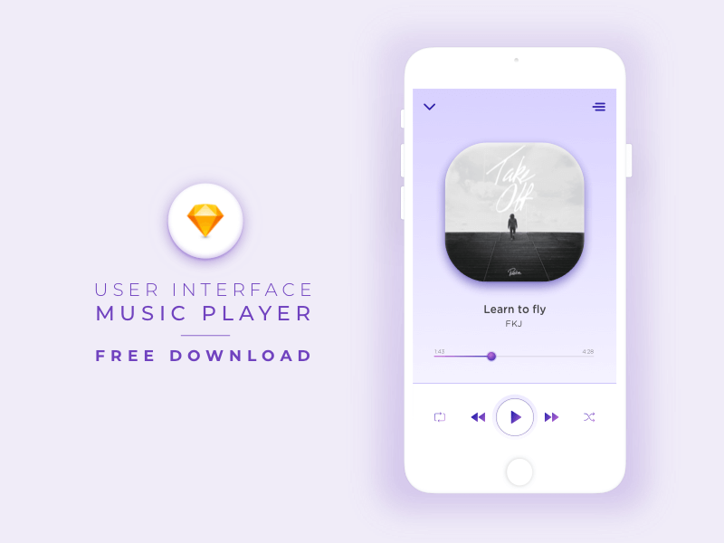 Music Player Template - Free Sketch Resource | Sketch Elements