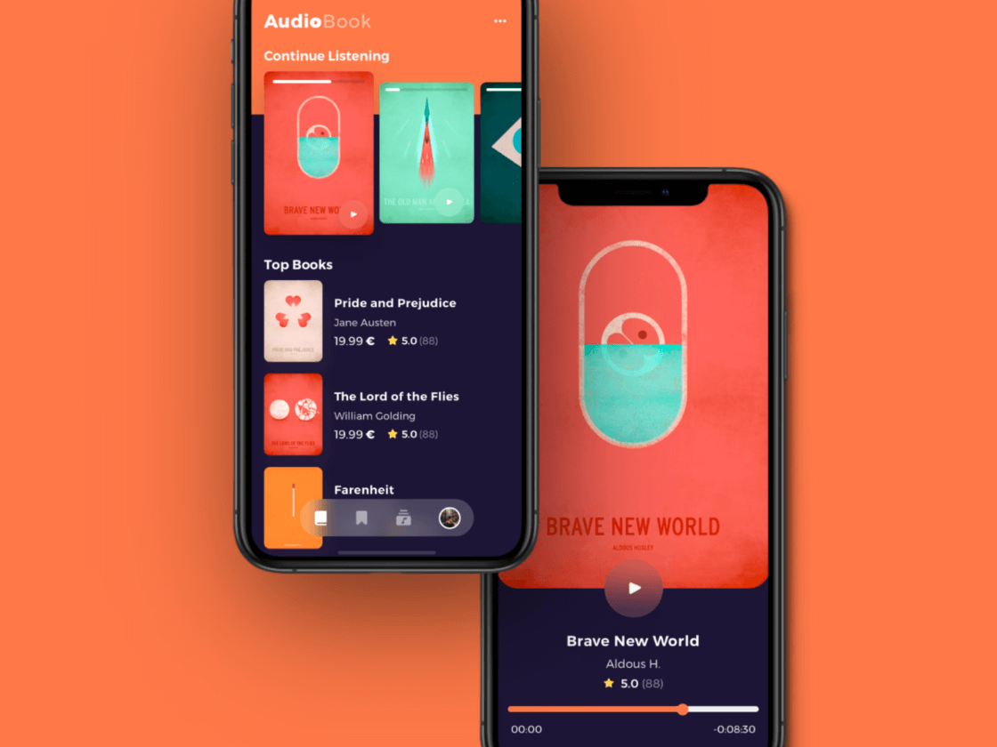 Download Audio Book App Concept - Free Sketch Resource | Sketch Elements