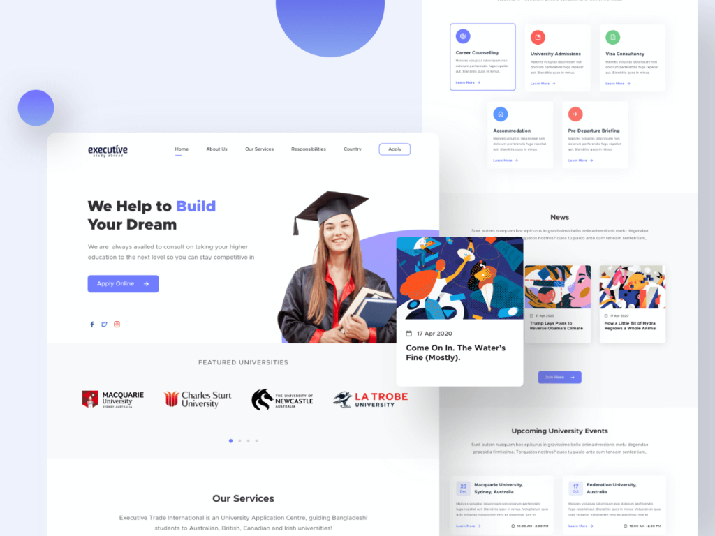 Study Abroad Website - Free Sketch Resource | Sketch Elements