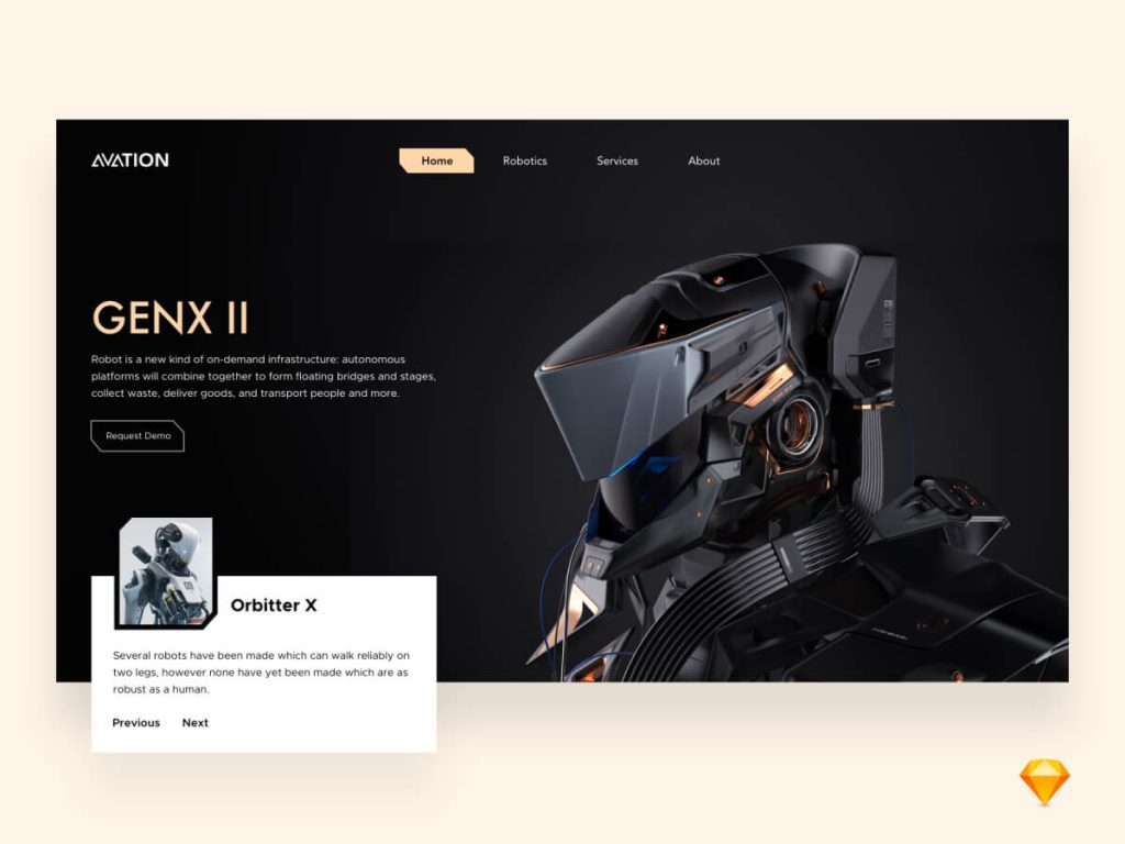 Futuristic AI Robots Website Sketch UI Kit