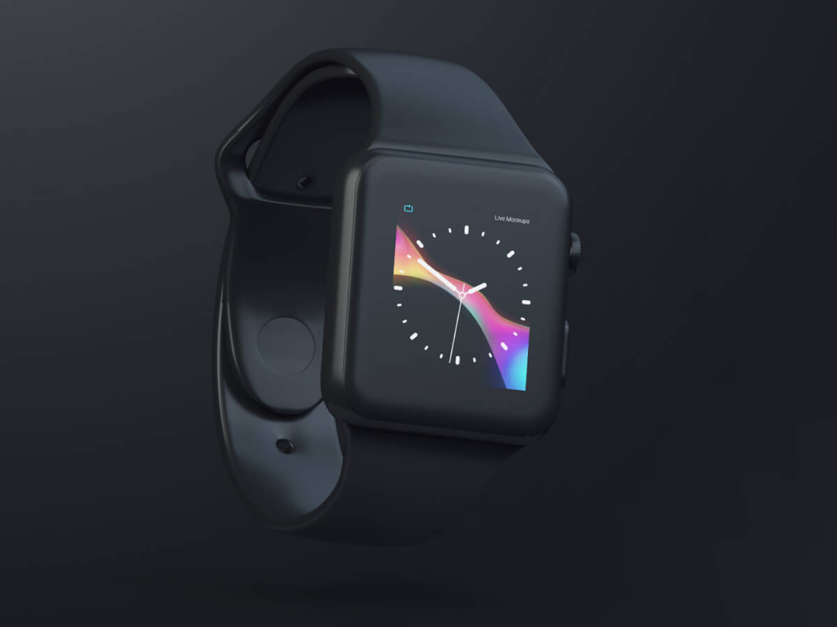 Apple Watch Black Clay Sketch Mockup