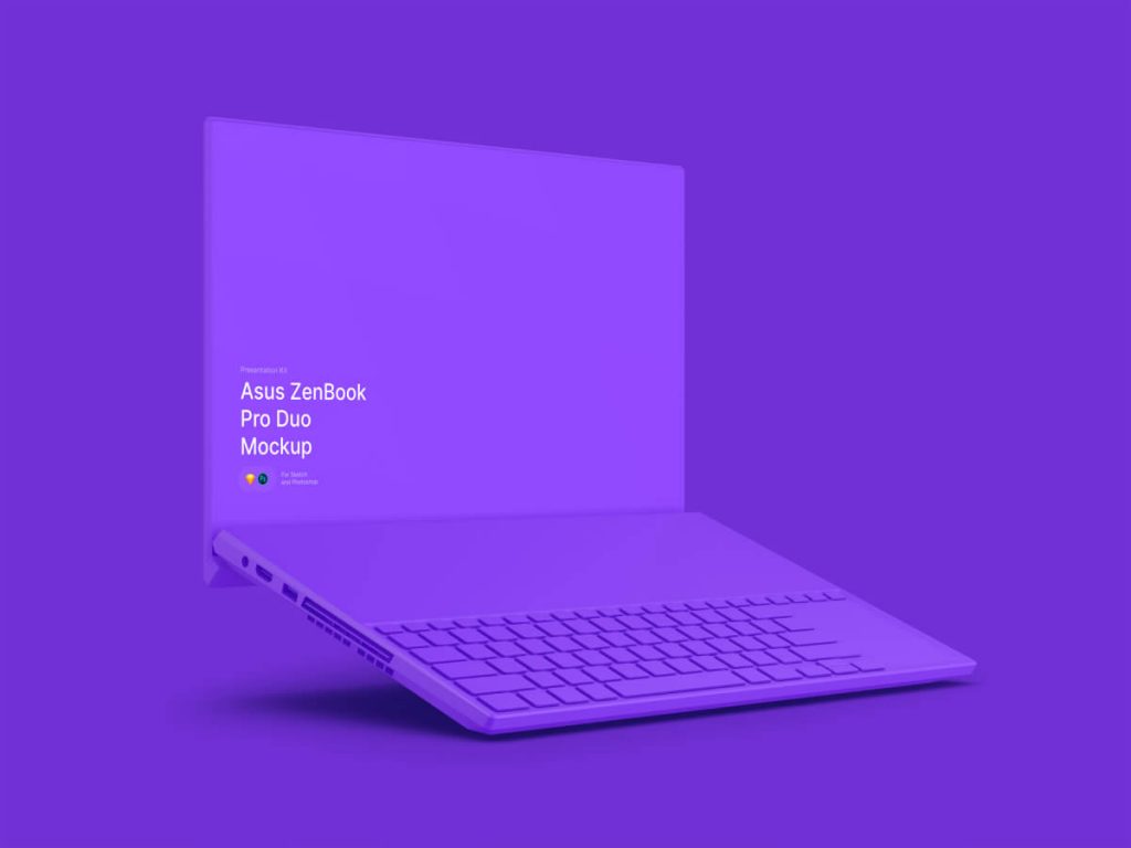 Asus ZenBook Pro Duo Clay Sketch Mockup