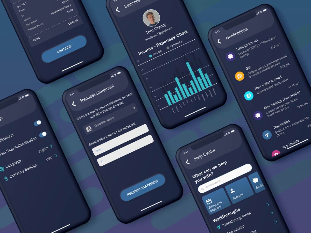 Deverllet Wallet Sketch UI Kit