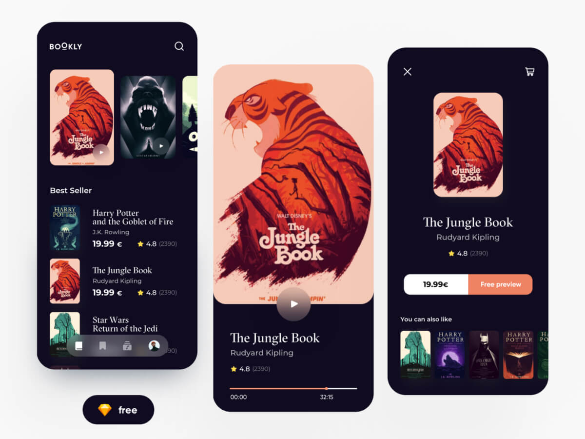 Ebooks App Sketch UI Kit