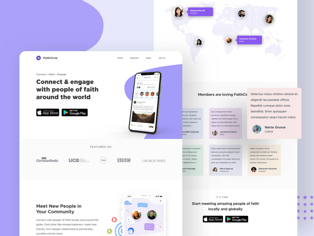 Faithcircle Landing Page - Sketch UI Kits