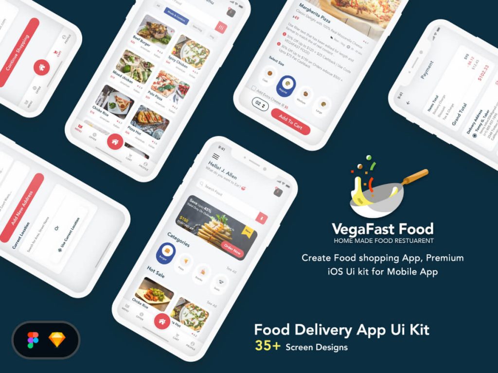 Food Delivery Mobile App UI - Sketch UI Kits