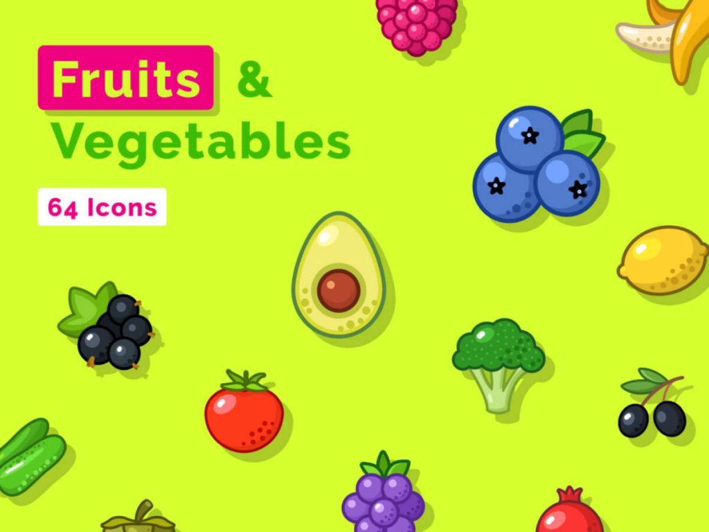 Fruits and Vegetables Sketch Icon Set