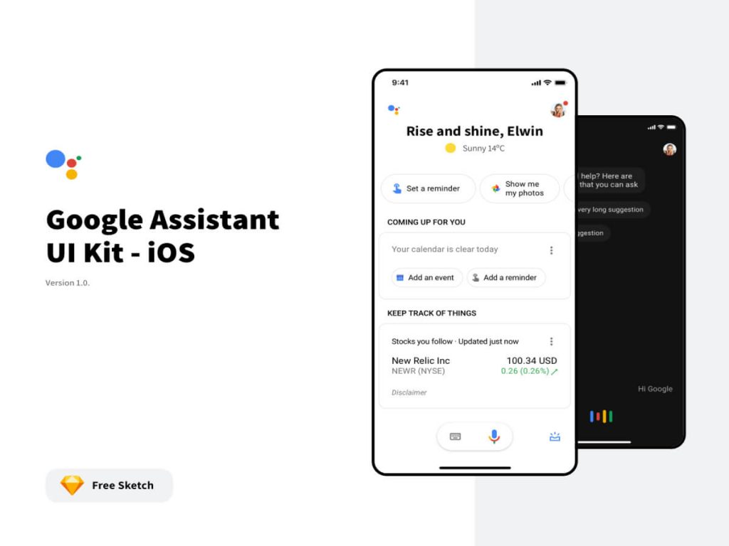 Google Assistant Sketch UI Kit