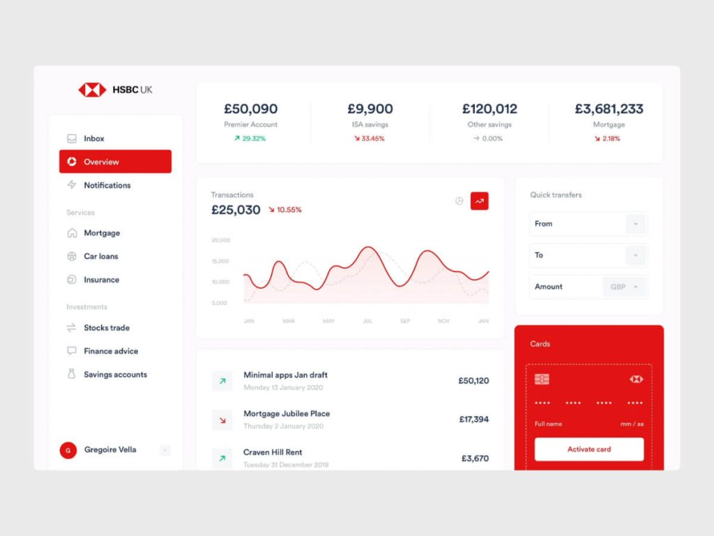 HSBC Account Screen for Sketch