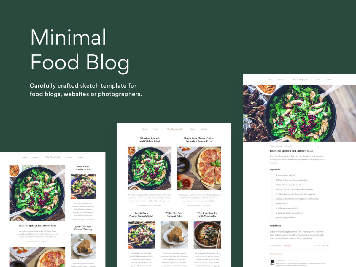 Minimal Food Website Sketch Template