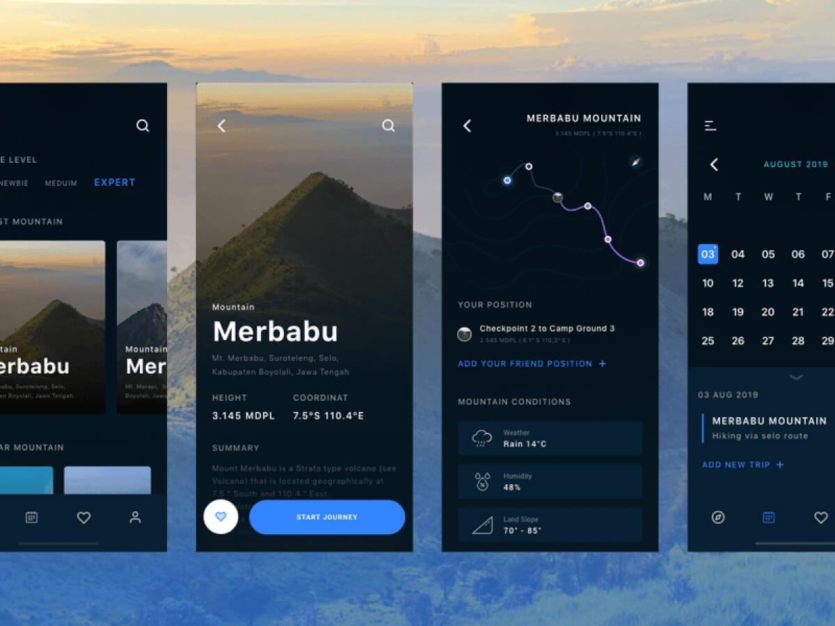 Mountain Trip Guide App for Sketch