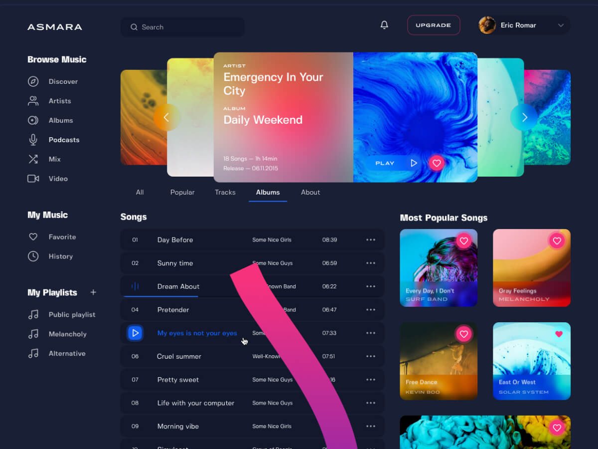 Music Platform Web Sketch UI Kit