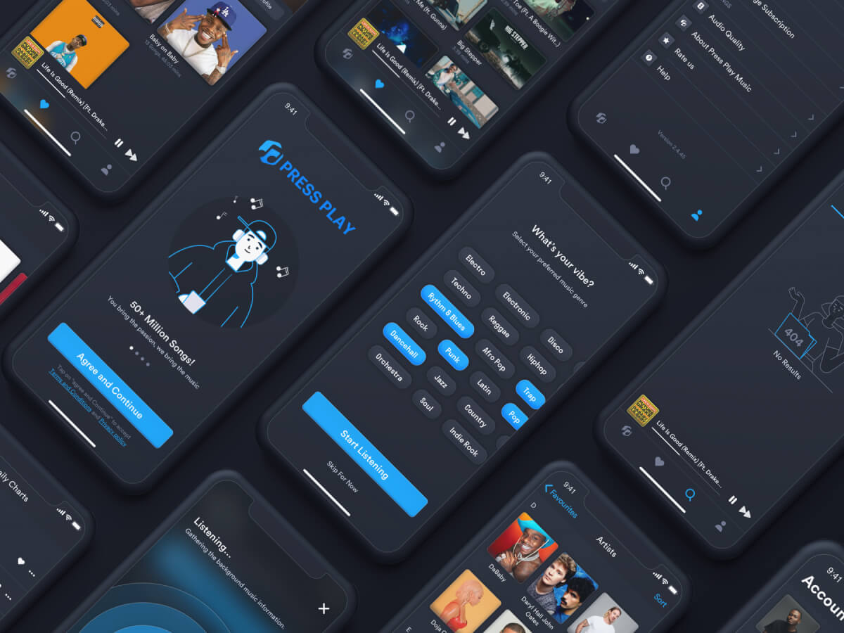 Music Streaming App iOS UI Kit for Sketch