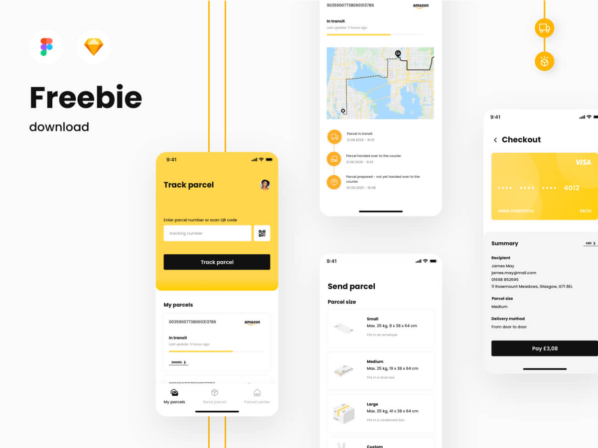 Parcel Delivery App - Sketch UI Kit