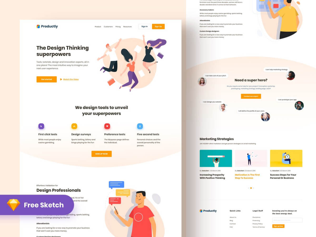 Productly Landing Page for Sketch