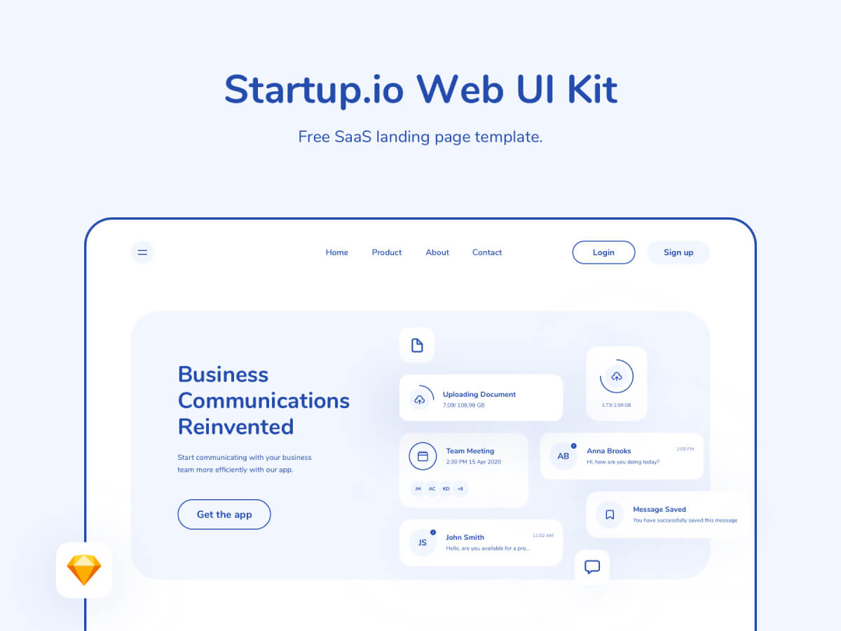 Saas Web Landing Page Ui Kit Free Sketch Resource Sketch Elements