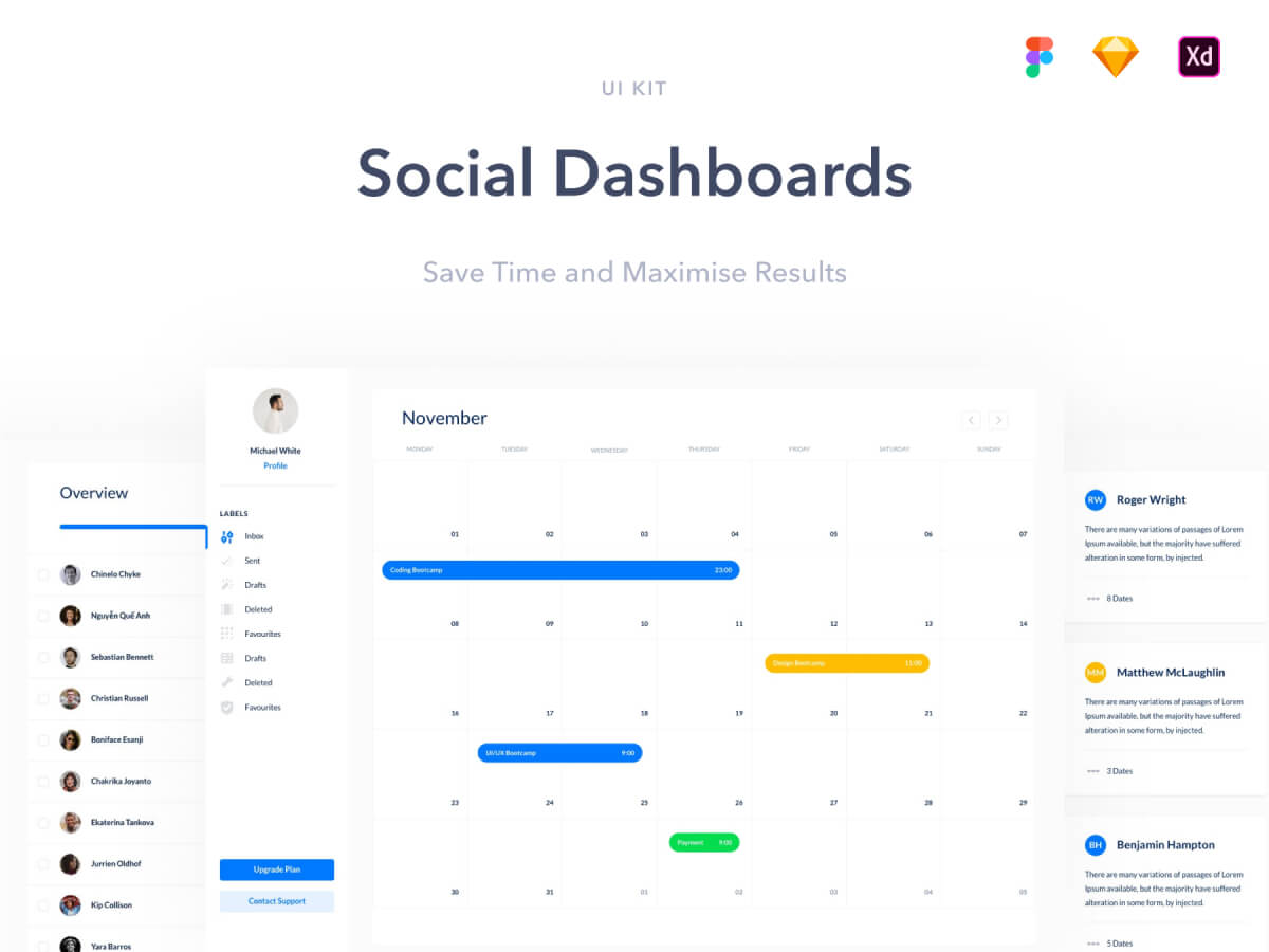 Dashboard UI Elements Kit #1 - FREE Sketch Downlaod - FreebiesUI