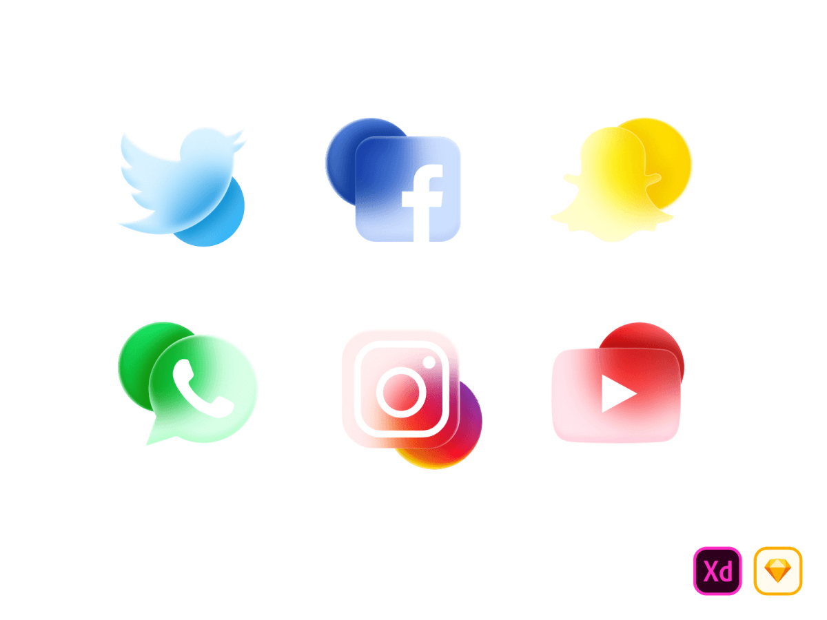 Free All Social Media Icons (Figma, Sketch, Invision Studio and XD) - Xd  File