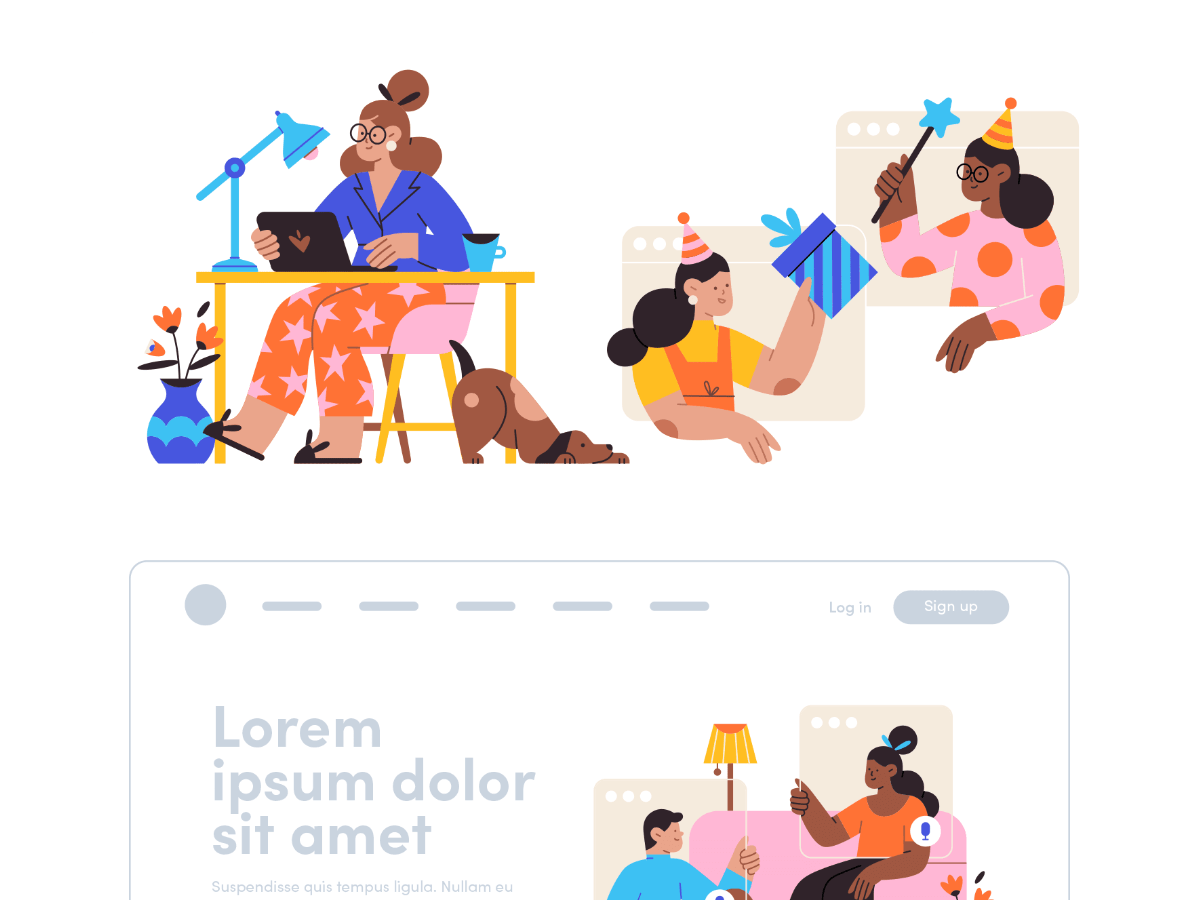 Working From Home Illustrations