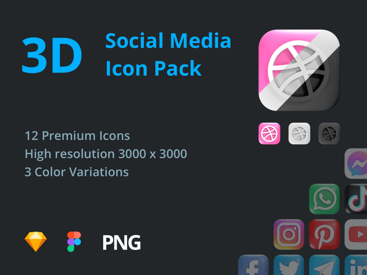 3D Social Media Icon Pack - Free Sketch Resource | Sketch Elements